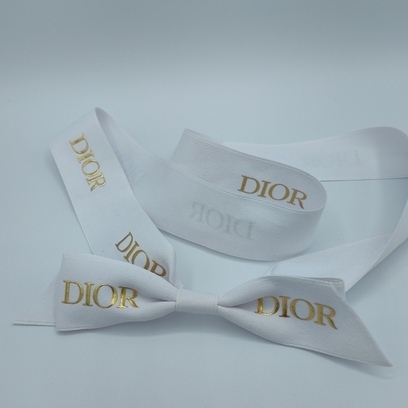 unbranded Other - Dior White Gold Logo Ribbon Bow | 24" Pre-Tied Gift Ribbon | Lux Packaging EUC